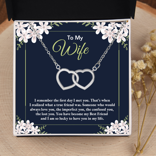 To My Wife - Interlocking Hearts Necklace