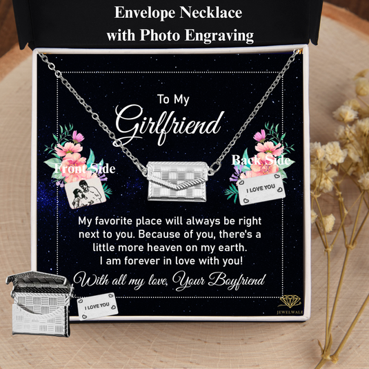 To My GF  - Custom Letter Locket with Photo Engraved - 925 silver plated metal