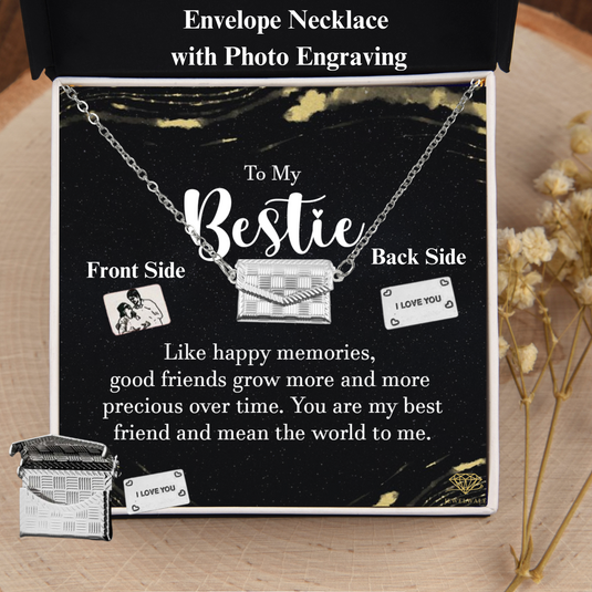 To My Bestie  - Custom Letter Locket with Photo Engraved - 925 silver plated metal