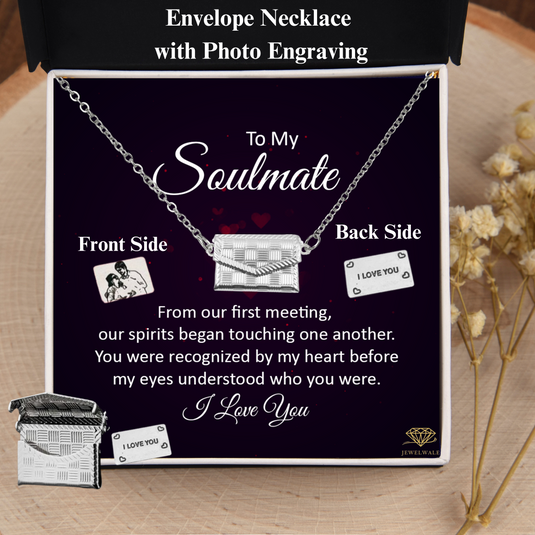 To My Soulmate  - Custom Letter Locket with Photo Engraved - 925 silver plated metal