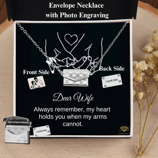 To My Wife  - Custom Letter Locket with Photo Engraved - 925 silver plated metal