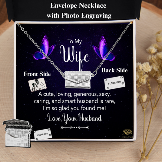 To My Beautiful Wife  - Custom Letter Locket with Photo Engraved - 925 silver plated metal