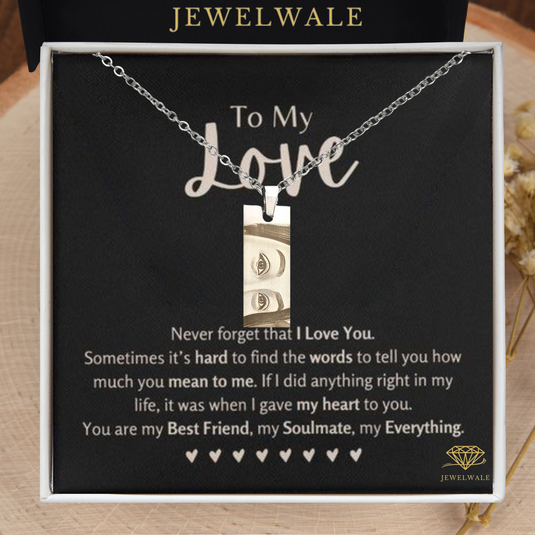 Meaningful Present for the Love of Your Life - Eye Engraved Pendant With Message Card