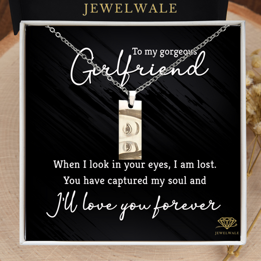 Best Heartfelt Gift For Girlfriend - Eye Engraved Pendant With Message Card