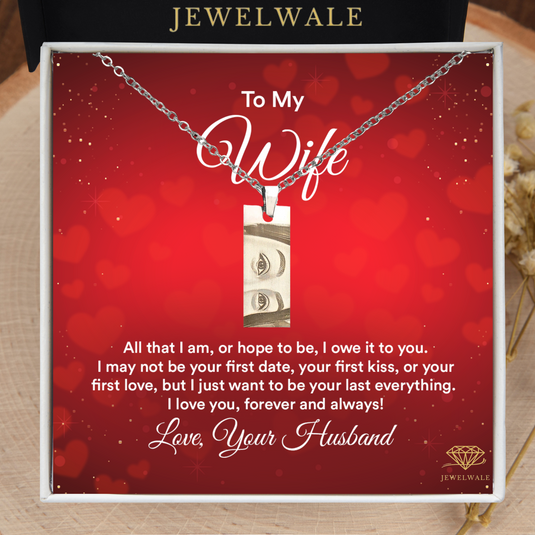 Lovely Surprise for Your Wonderful Wife - Eye Engraved Pendant With Message Card