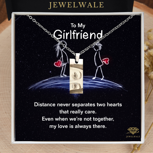 Love Gift For Girlfriend - Eye Engraved Pendant With Message Card