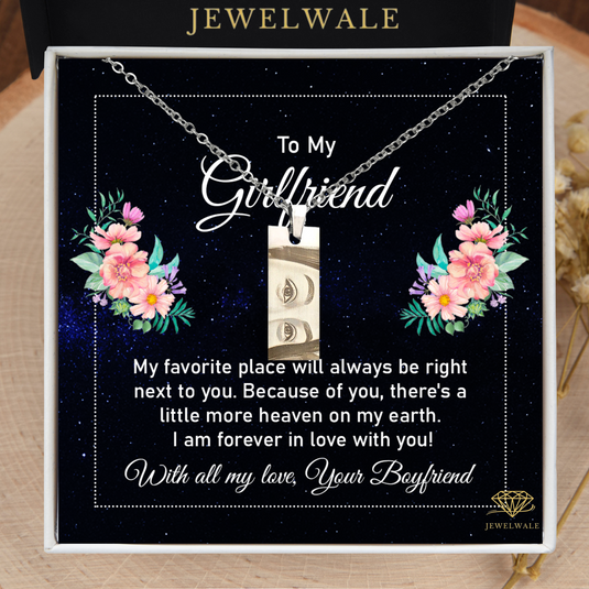 Unique and Thoughtful Present for Girlfriend - Eye Engraved Pendant With Message Card