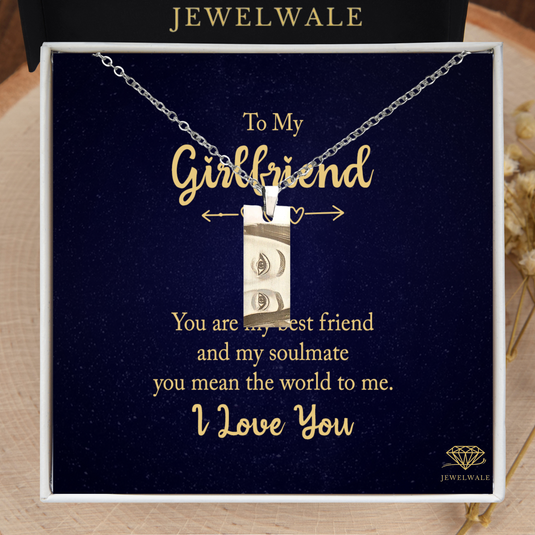 Meaningful Present for Girlfriend - Eye Engraved Pendant With Message Card