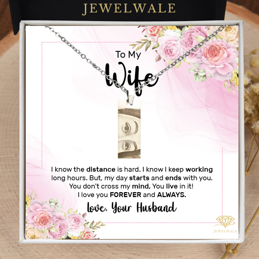 Best Gift For My Wife - Eye Engraved Pendant With Message Card