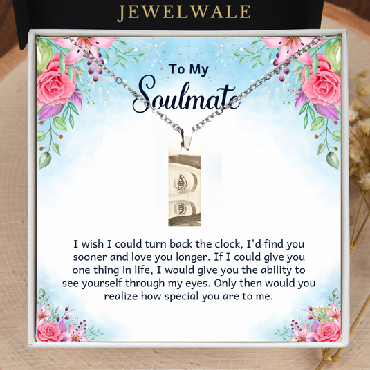 Best Gift For My Soulmate - Eye Engraved Pendant With Message Card