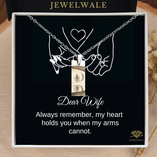 Thoughtful Gift for Your Wife - Eye Engraved Pendant With Message Card