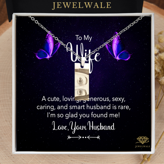 Heartwarming Gift for Your Beloved Wife - Eye Engraved Pendant With Message Card