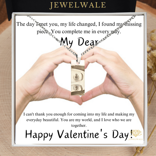 Happy Valentines Day My Love - Eye Engraved Pendant With Message Card