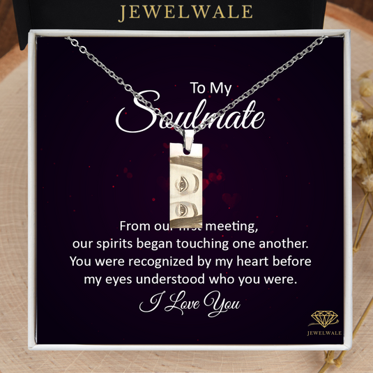 To My Soulmate - Eye Engraved Pendant With Message Card