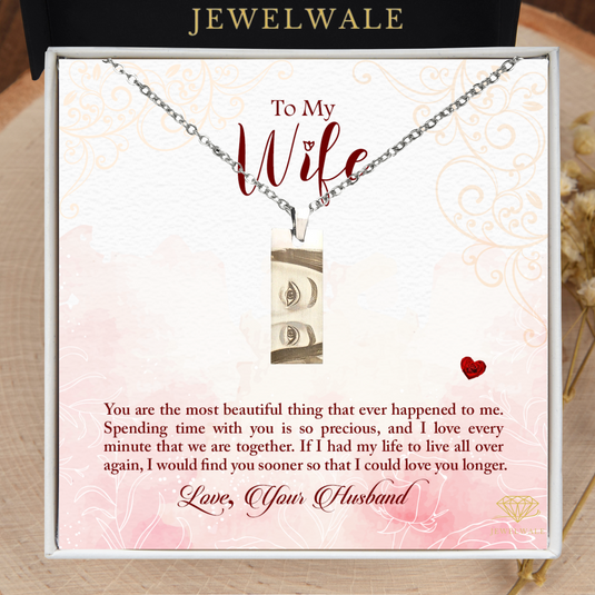 Heartfelt Present for the Love of Your Life - Eye Engraved Pendant With Message Card