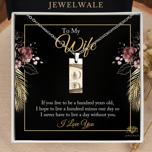 Heartfelt Surprise For Wife - Eye Engraved Pendant With Message Card