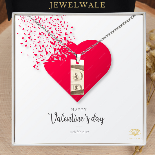 Happy Valentine Day Gift For Her - Eye Engraved Pendant With Message Card