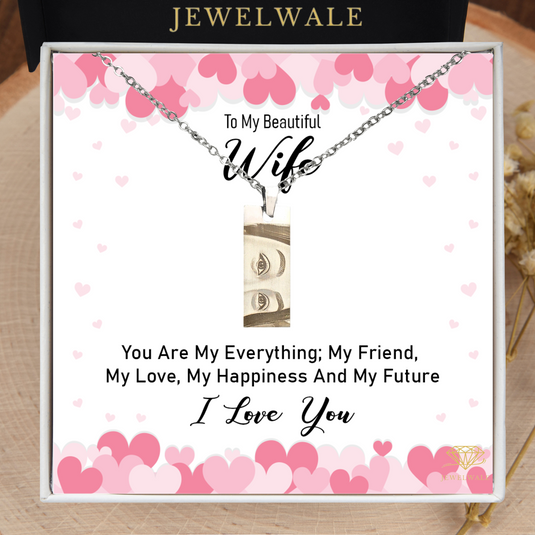 To Beautiful Gift For My Wife - Eye Engraved Pendant With Message Card