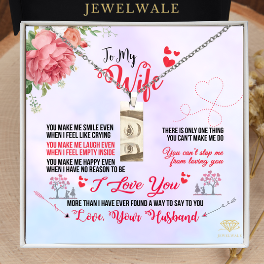 Thoughtful Present for Your Wife - Eye Engraved Pendant With Message Card