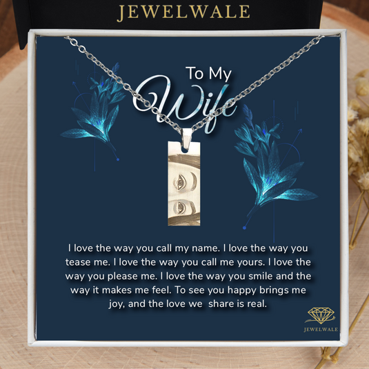 Best Surprise For Wife - Eye Engraved Pendant With Message Card