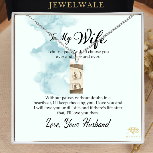 Lovely Surprise for Your Wife - Eye Engraved Pendant With Message Card