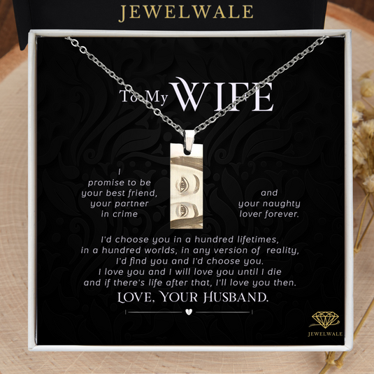 Surprise Gift to Your Wife - Eye Engraved Pendant With Message Card