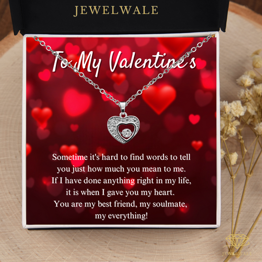 To My Valentine - Heart-in-Heart Crystal Dancing Diamond Stainless Steel Pendant