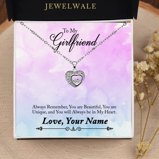 Meaningful Gift For Girlfriend - Heart-in-Heart Crystal Dancing Diamond Stainless Steel Pendant