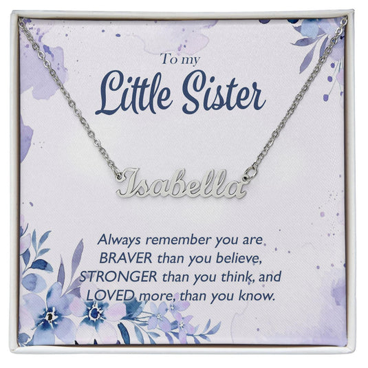 Best Gift From Brother To Little Sister - Custom Name Necklace With Message Card