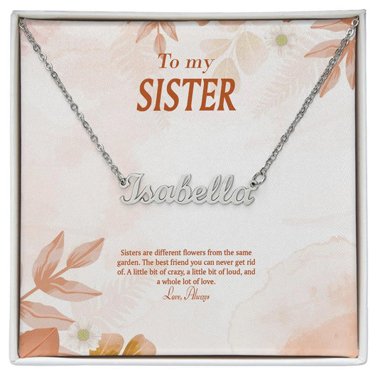 To My Sister Name Necklace - Custom Name Necklace With Message Card