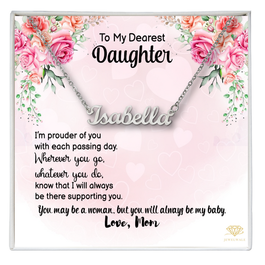 Gift for Your Daughter From Mother - Custom Name Necklace With Message Card