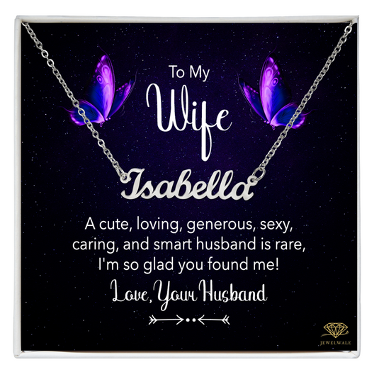 Unique Gift For Wife - Custom Name Necklace With Message Card