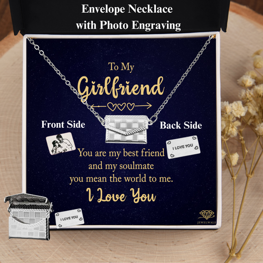 To My Girlfriend - Custom Letter Locket with Photo Engraved - 925 silver plated metal