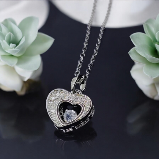 Heart-in-Heart Crystal Dancing Diamond Zircon Pendant