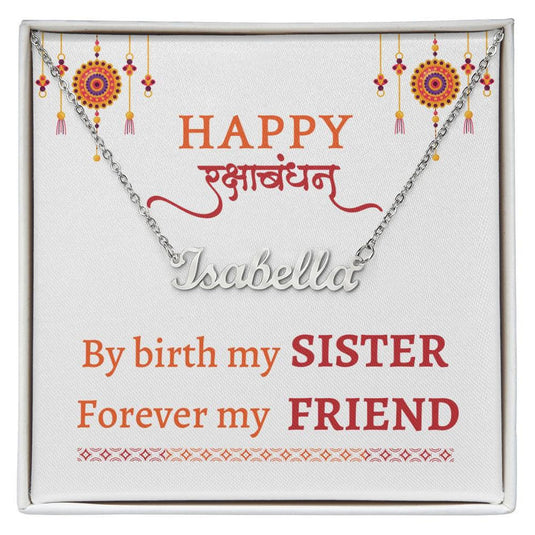 JEWELWALE -Rakhshabandhan gift for sister - Custom Name Necklace With Message Card