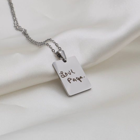 Actual Handwriting Engraved Necklace - Stainless Steel Pendant (Customized Product)