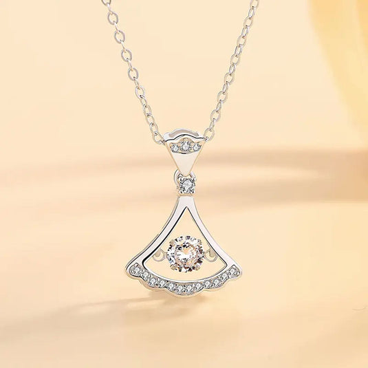 Hollow Fans Dancing Diamond Zircon Pendant